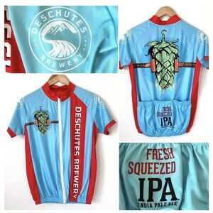 Deschutes Brewery Cycling Jersey Deschutes Blue Red Full Zip Biking IPA Rare